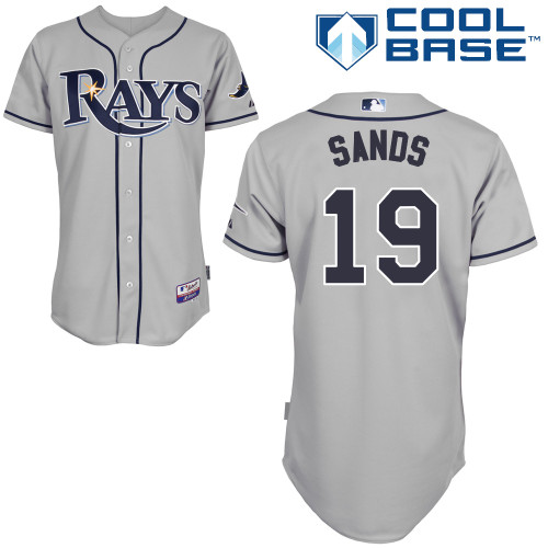 Jerry Sands #19 Youth Baseball Jersey-Tampa Bay Rays Authentic Road Gray Cool Base MLB Jersey